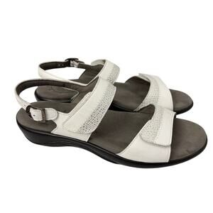 SAS Nudu Sandals Womens Size 11 M White Leather Adjustable Ankle Straps Comfort
